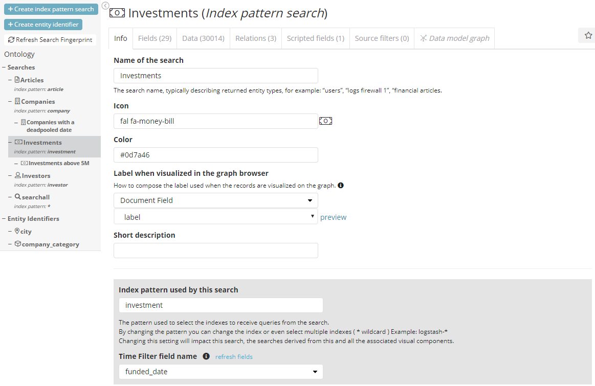 Siren Investigate Index Pattern Search