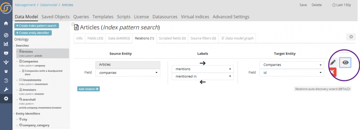 Correlation explorer within Siren Investigate™