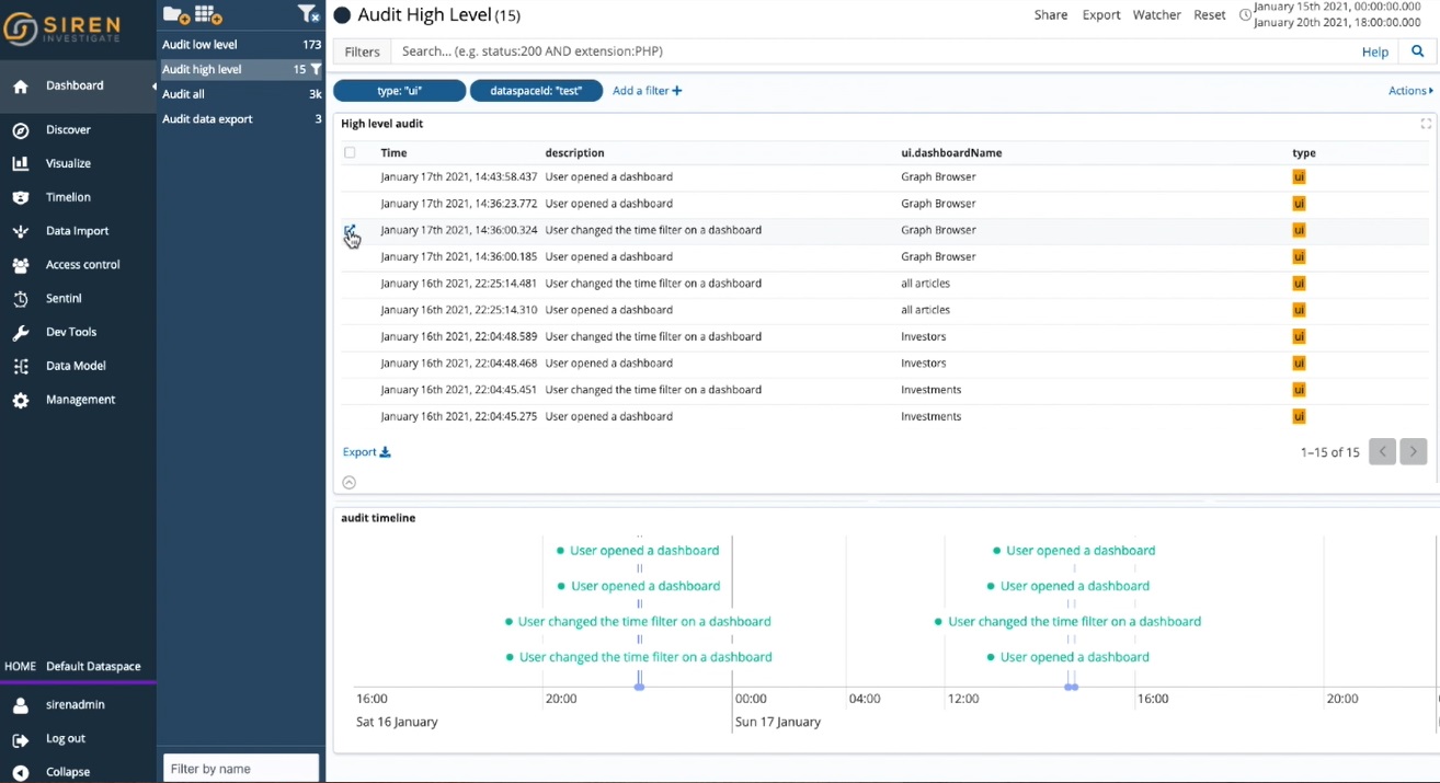 siren platform 11.1 deep auditing